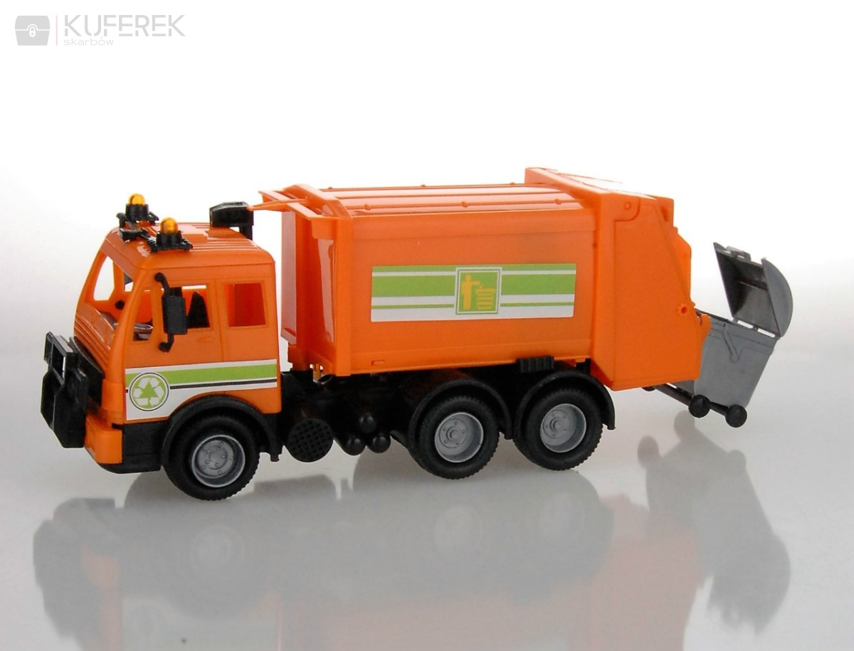 Samochód ciężarowy śmieciarka, zabawka dla dzieci.