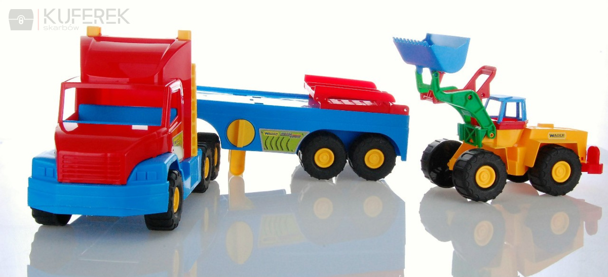 Samochód ciężarowy z ładowarką. Zabawka dla dzieci.