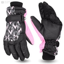 Rękawiczki zimowe dla dziewczynki. Wzór narciarski, rozmiar 18 cm.