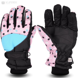 Zimowe rękawiczki dla dzieci, narciarskie dla dziewczynki rozmiar 16 cm