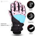 Zimowe rękawiczki dla dzieci, narciarskie dla dziewczynki rozmiar 16 cm