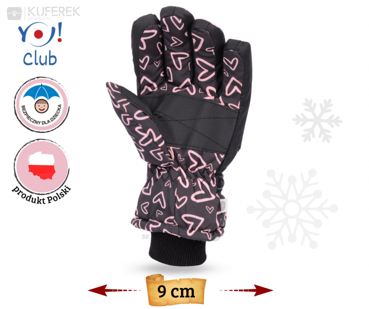 Rękawiczki dziecięce zimowe, dla dziewczynki roz. 14 cm Yoclub