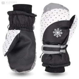 Rękawiczki zimowe dla dzieci 14cm biało czarne