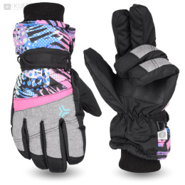 Rękawiczki zimowe dla dzieci, dziewczynka narciarskie pięciopalczaste 18cm.