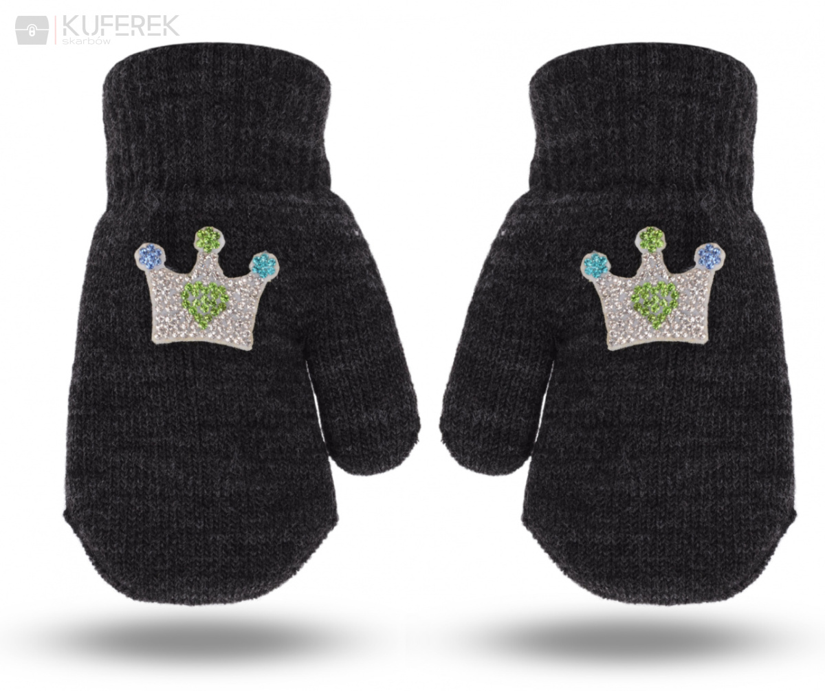 Rękawiczki zimowe dla dziewczynki z aplikacją 14 cm.