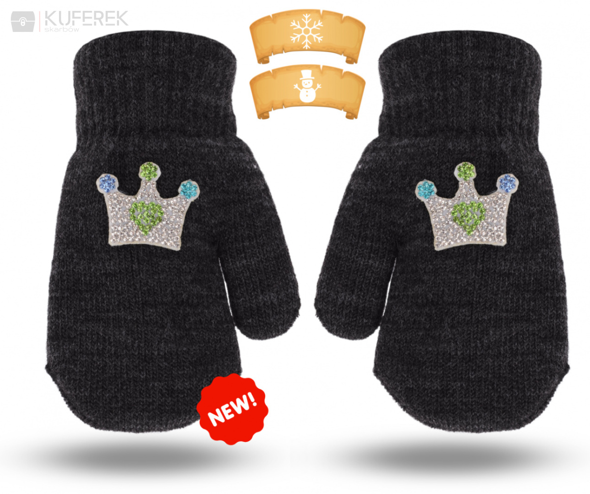 Rękawiczki zimowe dla dziewczynki z aplikacją 14 cm.