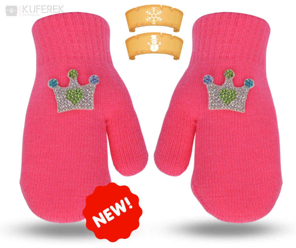Rękawiczki zimowe dla dziewczynki z aplikacją roz.14 cm.