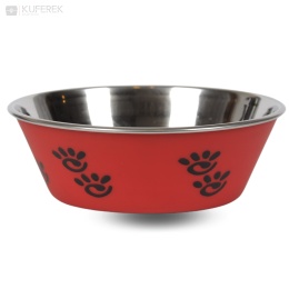 Miska dla psa metalowa pojedyncza czerwona miski do jedzeniai picia 16,5cm